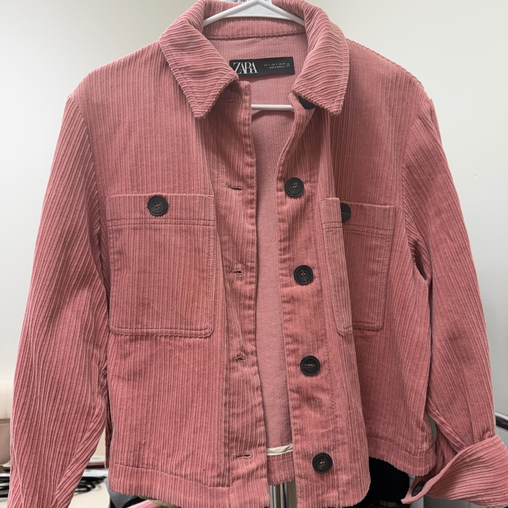 Zara Dusty Rose Corduroy Button-Up Jacket